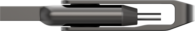 800q-03_125017 Close-up of the Lexar Jumpdrive Dual Drive D400 256GB USB flash drive with stylish metal body and two Type-C and Type-A connectors, top view with light background.