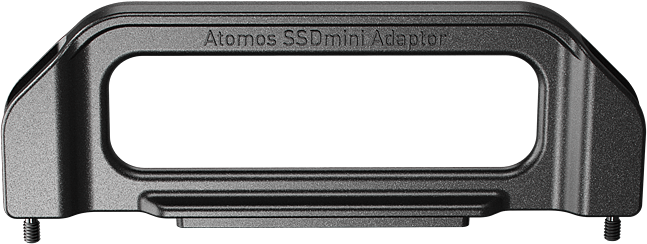 800q-04_117667 Musta ANGELBIRD ATOMX SSDMINI -sovitinkahva näkyy etupuolella, ja siinä on suorakulmainen muoto, avoin keskus ja kaiverrettu etiketti yläosassa.