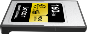 800q-05_120866 Lexar CFexpress Pro Gold R900/W800 - VPG400 Type-A 160GB muistikortti näkyy valkoisella pohjalla.