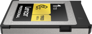 800q-05_121389 Lexar CFexpress Pro Gold R1900/W1500 1TB -muistikortti tarjoaa 1TB tallennustilaa ja jopa 1900 MB/s nopeuden mustan ja hopeanvärisessä muotoilussa, jossa on keltainen ja valkoinen merkintä.