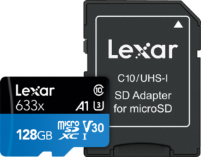 Lexar 633X microSDHC/SDXC w/adap (V30) R95/W45 128GB Kameratarvikkeet