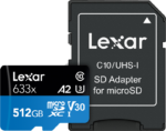 Lexar 633X microSDHC/SDXC w/adap (V30) R95/W45 512GB -muistikortti