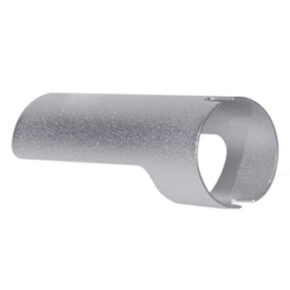 1472713522_369 The Godox Witstro Barebulb Enhancer is a metallic, cylindrical tube holder with a partial cut-out and a smooth, glossy finish against a white background.