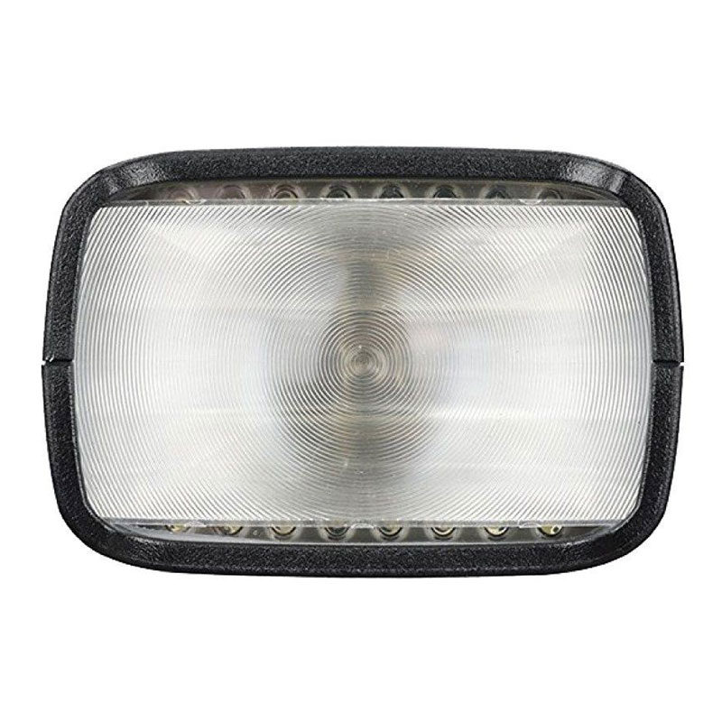 1503475625_245 Godox H200 Speedlite -salamapää on esitetty edestäpäin valkoista taustaa vasten, ja siinä on suorakulmainen muoto, kirkas uurrettu linssi ja musta reunus.