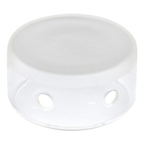 1599661382_822 Godox Glass Dome For AD300Pro on kirkas, pyöreä lasikansi, jossa on valkoinen yläosa ja kolme tasaisin välein olevaa pyöreää reikää sen sivulla.