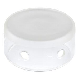 1599661382_822 Godox Glass Dome For AD300Pro on kirkas, pyöreä lasikansi, jossa on valkoinen yläosa ja kolme tasaisin välein olevaa pyöreää reikää sen sivulla.