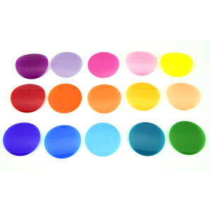 1606374170_710 The Godox VSA-11C Color Effects Set contains fifteen round, flat, transparent filters in the colours purple, lavender, pink, yellow, red, orange, amber, gold, peach, dark blue, blue, light blue, brick red and green.