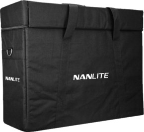 800q-01_117973 Spacious black rectangular carrying case with handles and white "NANLITE" on the front, designed for SA series devices.