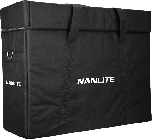 800q-01_117973 Tilava musta suorakaiteen muotoinen kantolaukku, jossa on kahvat ja valkoinen "NANLITE" edessä, suunniteltu SA-sarjan laitteille.