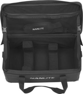 800q-01_118864 The FS Series NANLITE Carrying Case is black, has padded internal dividers and a mesh zipped pocket on the lid, and is designed to carry your equipment securely.
