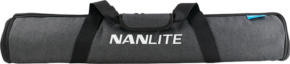 800q-01_118870 Grey cylindrical carrying case with black straps and handle, with white NANLITE logo on the front. It is specifically designed for the PavoTube II 15X NANLITE bag and can hold 1 or 2 lights safely.