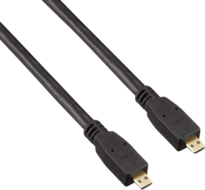 800q-01_122009 Kaksi mustaa 50 cm:n ATOMOS Micro to Micro HDMI -kaapelia, joissa molemmissa päissä on identtiset micro HDMI -liittimet, valkoisella pohjalla.