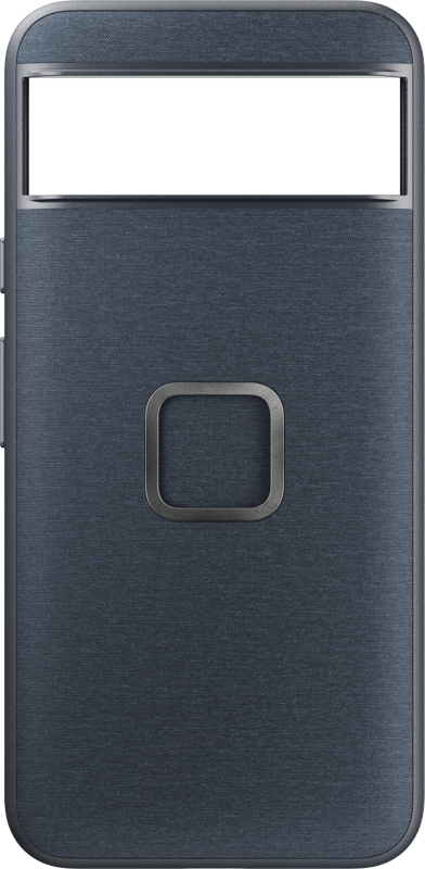 800q-01_127482 Peak Design Mobile Everyday Case for Pixel 8 in Midnight on tummanharmaa kotelo, jossa on suorakulmainen kameran leikkaus, neliskanttinen metallirengas takana, harjattu rakenne ja tarkat sivupainikkeiden leikkaukset.