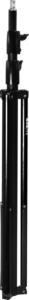 NANLITE LS-288, black adjustable light stand with visible metal feet and locking mechanism, is shown folded upright against a white background.