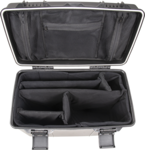 800q-03_118932 NANLITE CC-P-38 Hard Case -laukussa on kova kuori, pehmustetut säädettävät jakajat ja verkkovetoketjulliset kannen taskut, jotka mahdollistavat järjestäytyneen ja turvallisen varusteiden tai lisävarusteiden säilytyksen.