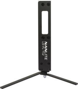 800q-04_121378 The NANLITE Floor Stand for Tube Light T12 is a black stand with a vertical support beam and two horizontal legs designed to hold T12 tube lights securely.