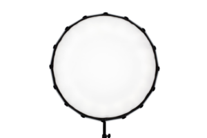 800q-05_111986 NANLITE Softbox 60cm FM-kiinnityksellä, suuri pyöreä studiovalo, jossa on musta kehys ja valkoinen diffuusori, näkyy vaaleanharmaata taustaa vasten.