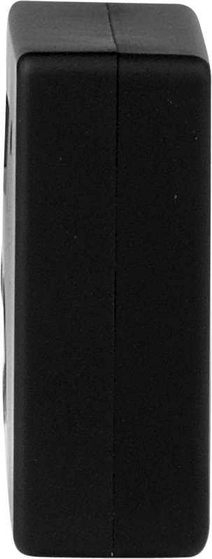 800q-05_121976 ATOMOS Ultrasync One -elektroniikkalaitteen, joka on musta suorakulmainen elektroniikkalaite, sivukuva näyttää sen tasaisen pinnan ja keskellä näkyvän pystysuoran sauman.