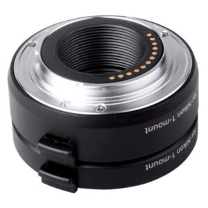 1560869733_220 Lähikuva Viltrox DG 1N (10mm/16mm) Automatic Extension Tube for Nikon 1 -jatkoputkesta, joka on musta elektronisilla koskettimilla varustettu sovitin, joka on suunniteltu objektiivien liittämiseen Nikon 1 -mount-kamerarunkoihin.