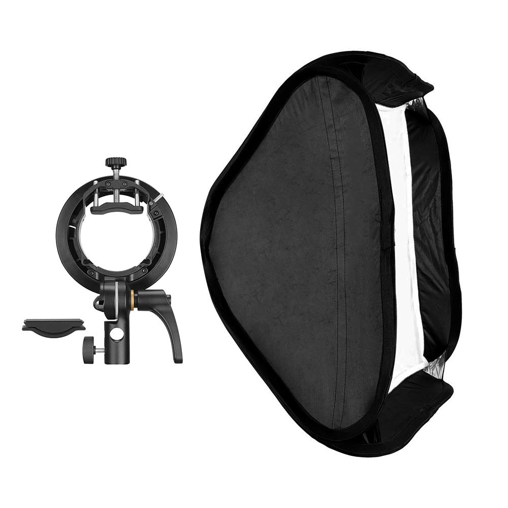 1585735625_956 Godoxin S2-tyyppinen Bowens-kannatin sisältää 60x60 cm:n mustavalkoisen kokoontaitettavan softboxin, jossa on ritilä, ja mustan Bowens-kiinnikkeen salaman tai stroboskooppivalojen kiinnittämiseen.