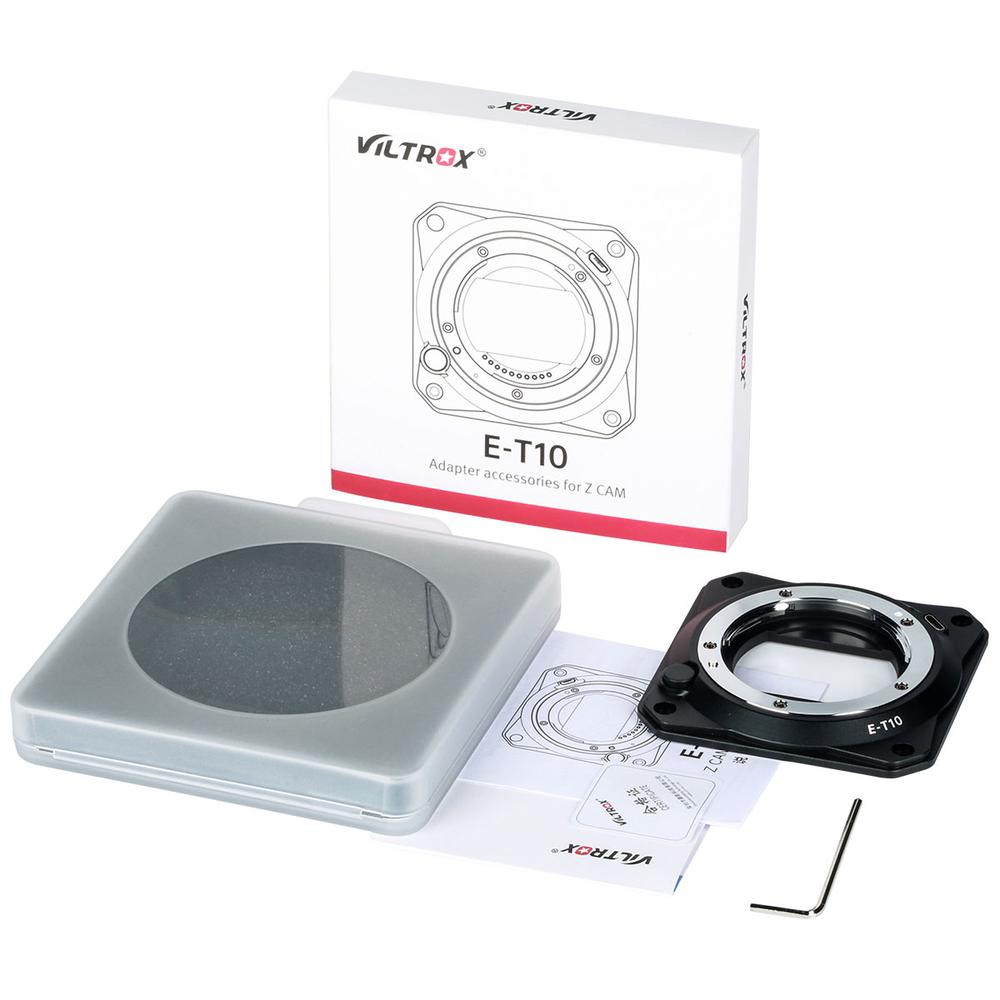 1612448450_678 Viltrox E - Z CAM Autofocus Adapter -pakkaus sisältää sovitinrenkaan, laatikon, kirkkaan muovikotelon, käyttöohjeen ja kuusiokoloavaimen työkalun, jotka kaikki näkyvät valkoisella pohjalla.