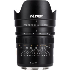 1615451479_525 Viltrox MF 20mm f/1.8 -objektiivi Nikon Z:lle on varustettu merkityillä tarkennusrenkailla ja aukkorenkailla, suojaavalla hupulla sekä valkoisilla, punaisilla ja keltaisilla mittamerkinnöillä.