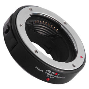 1632488056_418 Viltrox JY 43-MFT Autofocus-adapterissa (musta) on metallinen kiinnitys ja elektroniset koskettimet Four Thirds -objektiivien liittämiseksi yhteensopiviin kamerarunkoihin.