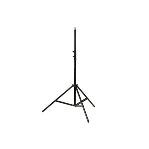 1643877673_668 Godox Mini Pioneer 250 Watt Softbox Duo Kitissä on musta, kolmijalkainen säädettävä kolmijalkainen jalusta, joka on laajennettu valkoisella pohjalla.