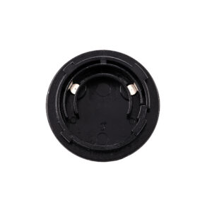 1657637765_455 Lähikuva Viltrox AC Adapter VL400T / VL600T:n pyöreästä, mustasta muovisesta paristotelineestä, joka on rakennettu kolikkoparistolle ja jossa on kaksi sisäistä metallikosketinta sähköliitäntää varten.
