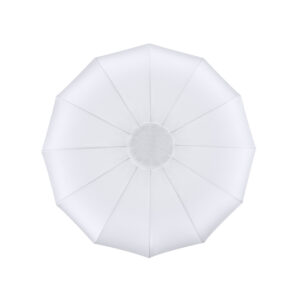 1692342048_150 Yläkuvassa Godox CS50D Lantern Softbox 50cm, täysin auki, pyöreä keskipiste ja kahdeksan symmetristä paneelia, kuvattu valkoista taustaa vasten.