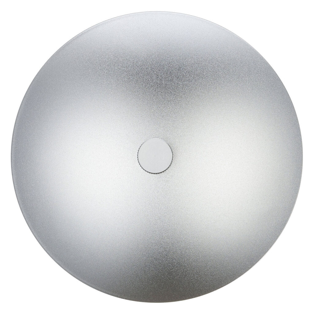 1705324068_564 Round, silver-coloured Godox aluminium plate for multifunctional softbox S65T/S85T/S120T with smooth, slightly textured surface and small central button or recess when viewed from above.
