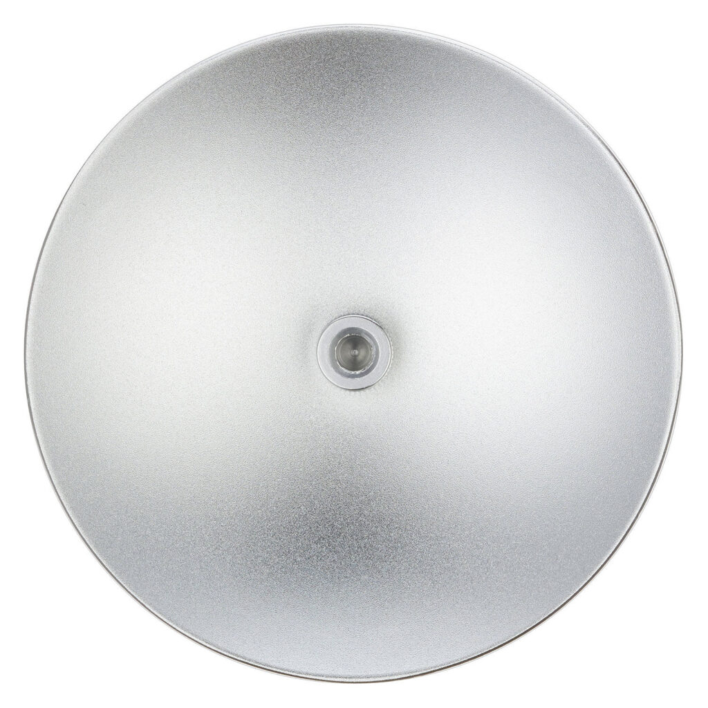 1705324073_269 The Godox aluminium plate for the S65T/S85T/S120T multifunctional softbox is a metallic, circular component with a smooth, lightly textured surface and a small raised central section; its design radiates evenly from the centre.