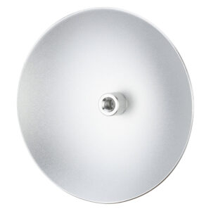 1705324079_753 Godox Aluminum Sheet for Multifunctional Softbox S65T/S85T/S120T is a round, silver-coloured metal sheet with a textured surface and a threaded hole in the middle against a white background.
