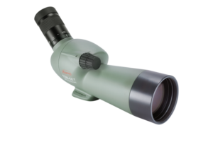 800q-02_108710 The KOWA Spottingscope TSN-501 20-40x is an angled telescope in green with a black eyepiece and an adjustment knob on a white background.