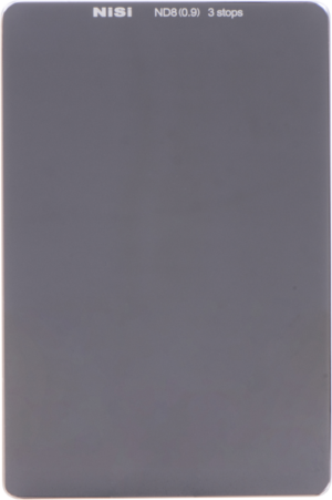 800q-01_110109 A rectangular, dark grey NiSi ND8 filter for the P1 (smartphones / compact cameras), marked ‘3 stops’ on the top edge, with rounded corners and a smooth, opaque finish.