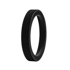 800q-01_110249 The NiSi Filter S5 Adapter for Sigma 14-24mm f/2.8 (adapter only) is photographed vertically against a white background and features a black, rounded design with a smooth outer edge and hollow centre.