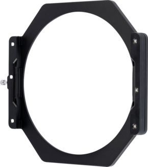 800q-01_115196 The NiSi filter frame for the S6 is a black, round lens filter frame with a rectangular outer frame, on a light grey background.