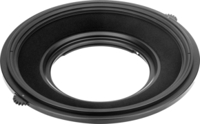 800q-01_116445 Close-up NiSi Filter Holder S6 Adapter for Nikon Z 14-24mm f/2.8 S (Adapter Only) - disc filter holder, black round ring with gear-like knobs, against a light grey background.