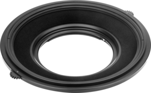 800q-01_116445 Close-up NiSi Filter Holder S6 Adapter for Nikon Z 14-24mm f/2.8 S (Adapter Only) - disc filter holder, black round ring with gear-like knobs, against a light grey background.