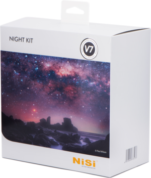 800q-01_118718 The white box, which reads "NiSi Night Kit 100mm System V7", shows a colourful night sky above a rocky coastline, and in the bottom right-hand corner is the V7 logo and NiSi brand in orange.