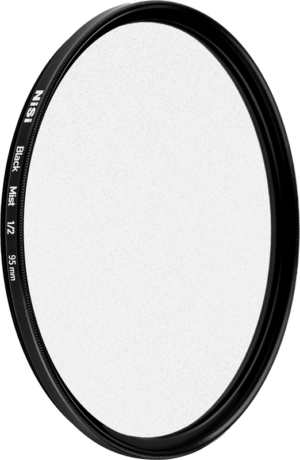 The NiSi Filter Black Mist 1/2 95mm diffusion filter is a circular camera lens filter with a thin black metal frame that appears against a white background.