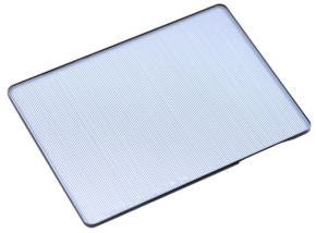 800q-01_121025 Nisi Cine Filter Allure Streak Blue 1mm 4x5.65" is a thin, rectangular filter with fine vertical blue and white stripes on a light grey background.