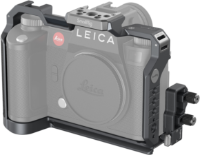 800q-01_127762 The SmallRig 4510 Cage Kit for Leica SL3 is pictured as a Leica camera cover (lens not attached), with top and side handles and several accessory attachment points.