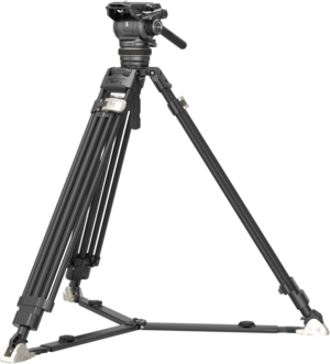 800q-01_128020 SmallRig 4463 Heavy-Duty Carbon Fiber Tripod Kit AD-120, jossa on säädettävä panorointikallistuspää, levitysjalat ja vankat metallinivelet, seisoo vaalealla pinnalla.