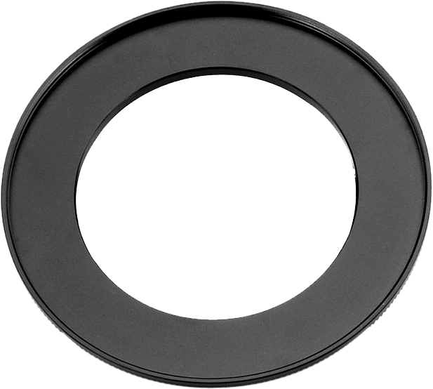 800q-02_107069 NiSi-sovitinrengas V5/V6/V7-pidikkeelle 52mm -suodinadapteri, musta pyöreä metallirengas, jossa on leveä ulkoreuna ja avoin keskikohta, näkyy valkoista taustaa vasten.