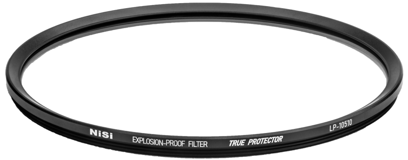 800q-02_117387 Pyöreä, musta NiSi Cine Filter Explosion Proof / True Protector LP10510 for Cooke 5I / S6I / S7A (Small) -suojasuodin näkyy valkoista taustaa vasten.