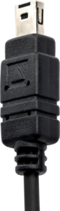 800q-117176 Close-up of the NiSi shutter release cable for the N3 Nikon, with black textured plastic housing and metal connector tip against a light background.