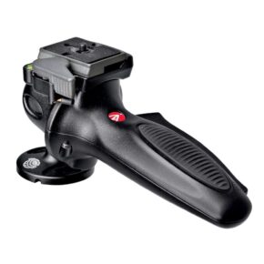 Manfrotto Joystick 327RC2 -kuulapää on musta jalustapää, jossa on pikavapautuslevy, ergonominen kahva, kuvioidut sormiurat ja tarkat säätimet.