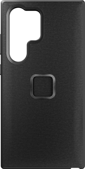 800q-01_128011 Peak Design Mobile Everyday Case for Samsung Galaxy S24 Ultra -puhelimelle Charcoal -värisessä kotelossa on suuri vasemmassa yläkulmassa oleva kamera-aukko ja keskellä oleva neliön muotoinen aukko, joka on suunniteltu erityisesti S24 Ultra -mallia varten.