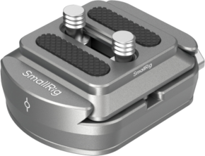 800q-01_128316 The SmallRig 4486 HawkLock H38 Arca-Swiss Quick Release Plate is a metal camera accessory with two mounting screws and textured rubber pads at the top, designed to securely attach to a rig or tripod.